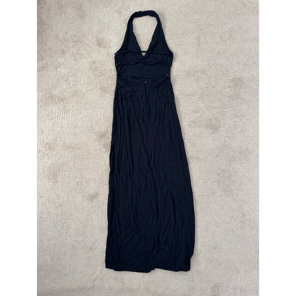 Reformation Ennis Open Back Halter Maxi Dress Gown Black 6 - Picture 3 of 7